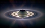 View from behind Saturn looking towards the Sun and the Earth. Credit: CICLOPS, JPL, ESA, NASA